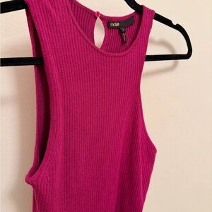 NWT Maje - French, Pink, Fitted, Asymmetrical Ribbed Tank Top - Size 3 (US 6/8)